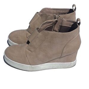 Qupid Perforated High Top Wedge Sneaker 19358